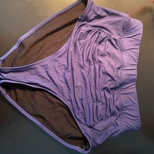 High-Waisted Navy Blue Bathing Suit Bottoms - Medium